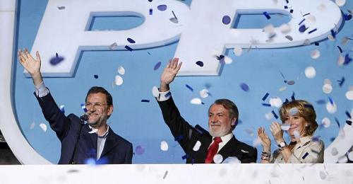 La cúpula del PP en la victoria de las elecciones europeas.